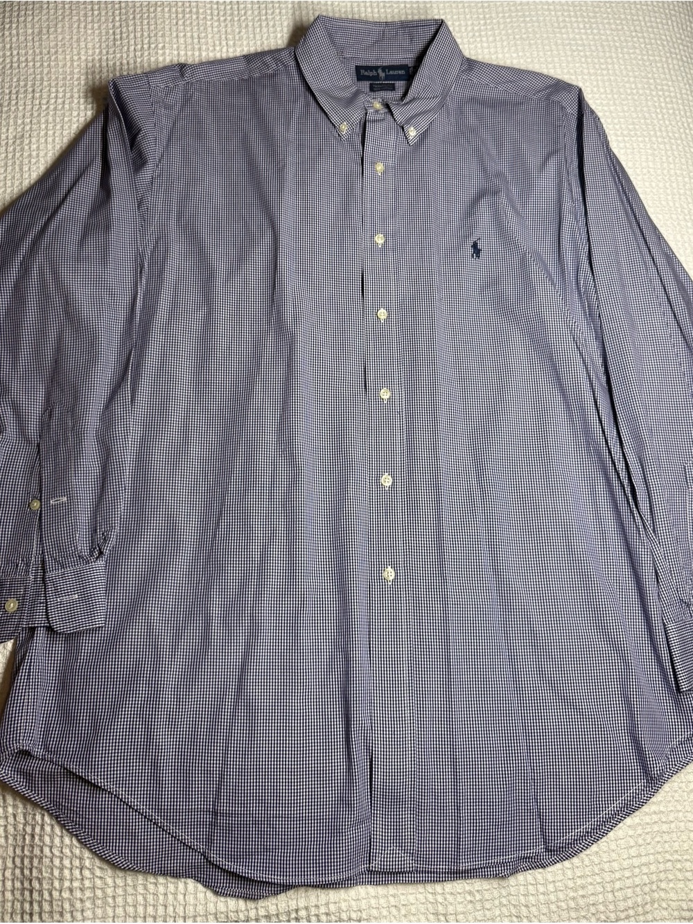 Ralph Lauren Purple & White Micro-Check Button-Down Shirt